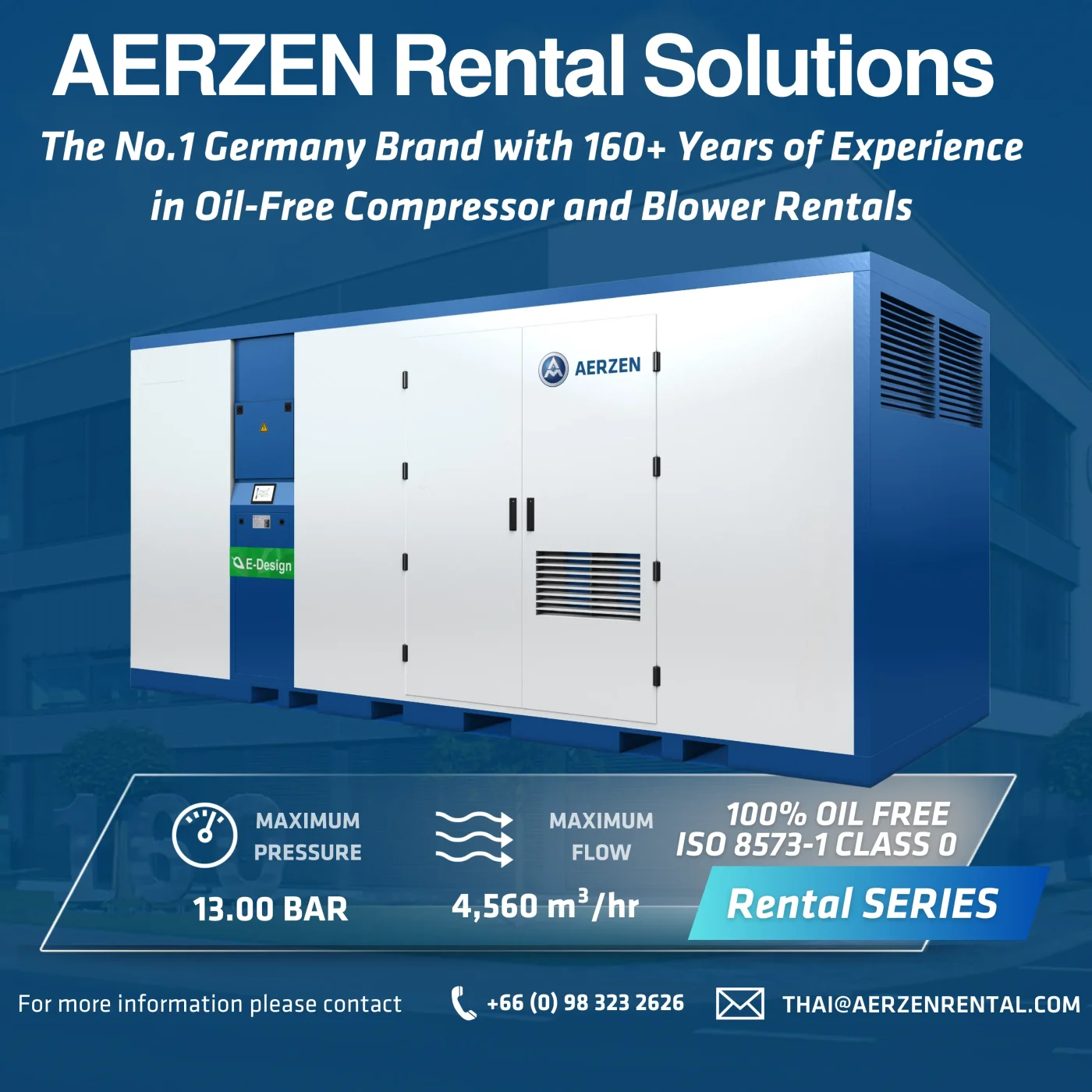 AERZEN Oil-Free Compressed Air Application in Industrial Factory — ISO 8573-1 Class 0