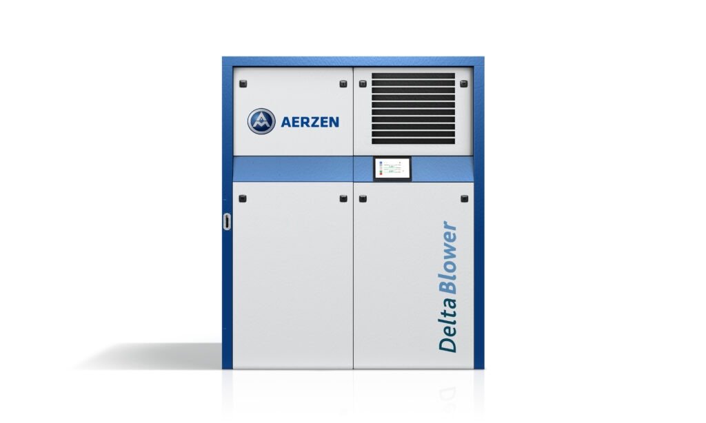 AERZEN Delta Blower G5 positive-displacement blower front three-quarter view — oil-free industrial air for rental fleet in Thailand