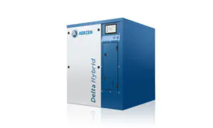 Blog 5 AERZEN Delta Hybrid screw blower detail view — single-stage screw airend with oil-free certification